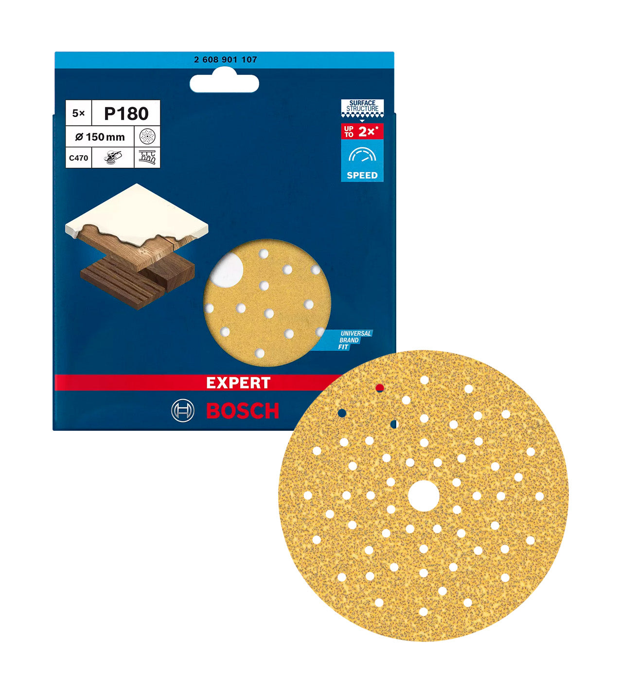 Expert C470 150mm sanding sheet for Bosch orbital sanders, 5 units
