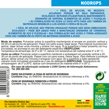 Spray Detergente Protector Anti-Gotas 750ml Fila NODROPS