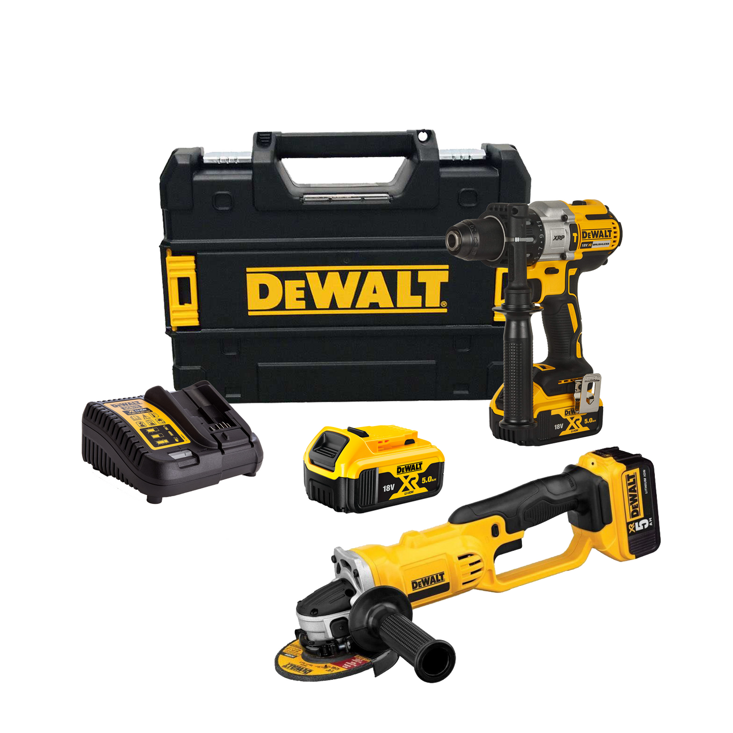 Combo Dewalt Taladro Percutor XRP DCD996P2 + Amoladora DCG412N