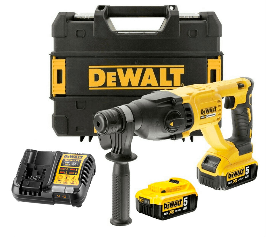 Martillo ligero 18V SDS-Plus 2,6 J con 2 baterías 5Ah y maletín Dewalt DCH133P2