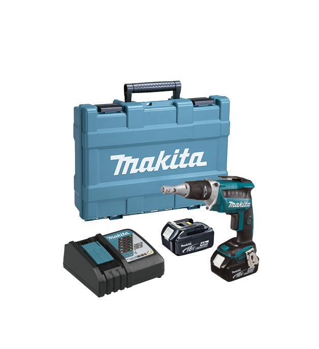 Makita 18V Pladur Screwdriver with 2 4.0Ah batteries and DFS452RME case 