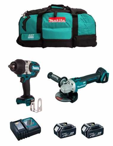 Kit Makita Llave de impacto DTW700 + Mini-amoladora DGA504 + 2bat 5Ah + cargador + bolsa LTX600 DLX2700BL2