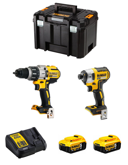 Dewalt Kit DCD996 Hammer Drill + DCF887 Impact Screwdriver + 2bat 5Ah + charger + TSTAK VI DCK287P2