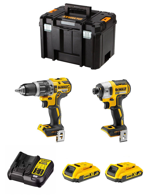 Dewalt Kit DCD796 Hammer Drill + DCF887 Impact Screwdriver + 2bat 2Ah + Charger + TSTAK VI DCK287D2T