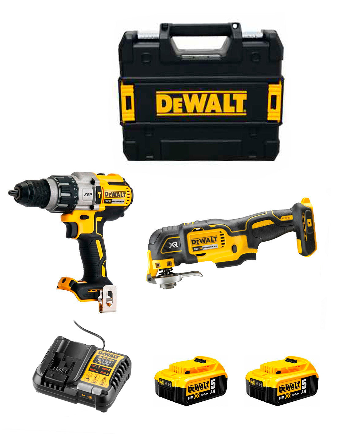 Dewalt Kit Hammer Drill DCD996 + Multi-tool DCS356 + 2bat 5Ah + charger + Case DCK280P2