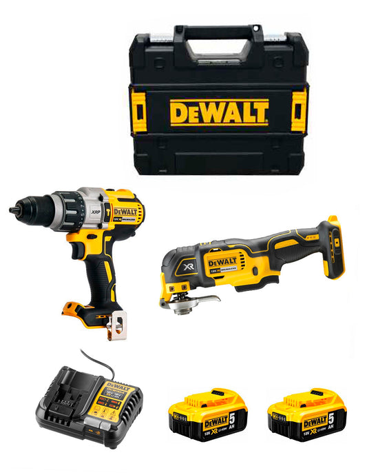 Dewalt DCD996 Hammer Drill Kit + DCS355 Multi-tool + 2bat 5Ah + charger + DCK280P2 Briefcase