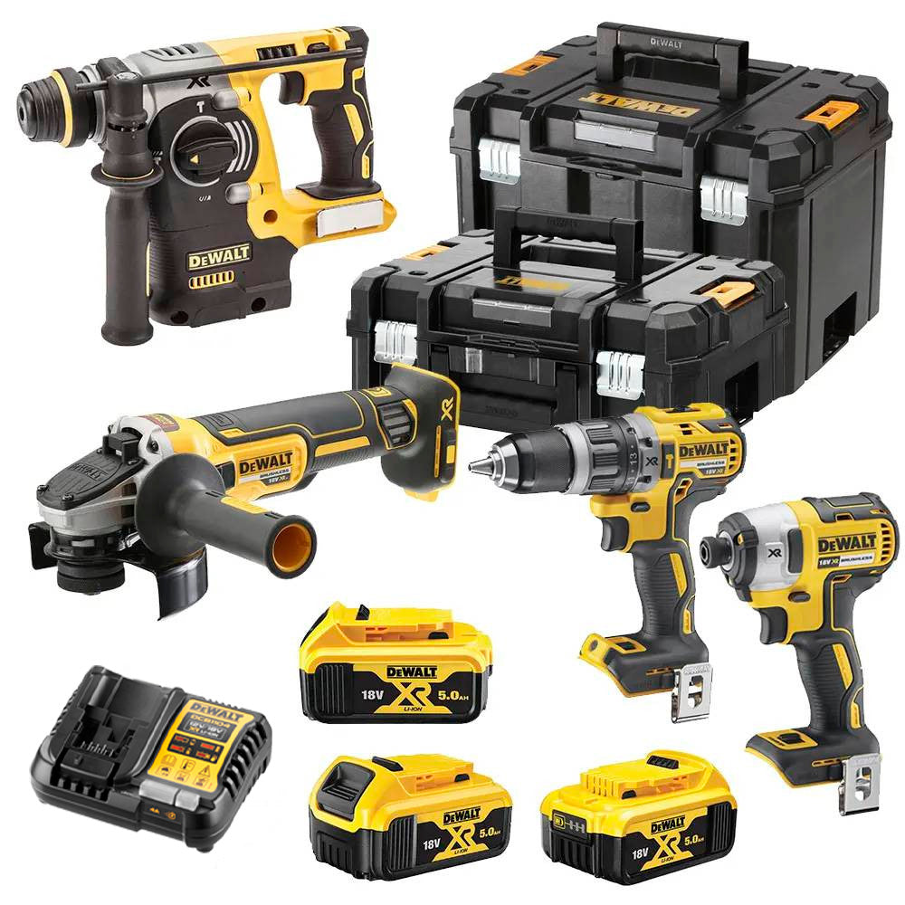 Power Kit Dewalt Martillo + Taladro + Amoladora + Atornillador Impacto a batería DCK422P3T