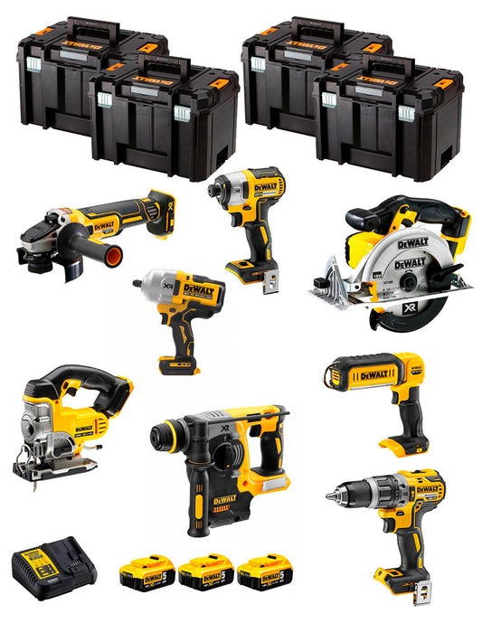 Kit Dewalt 8 herramientas + 3 bat 5ah + Cargador DCB115 + 4xTstak VI Kit DCK894P3