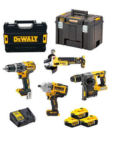 Power Kit Dewalt Martillo + Taladro + Amoladora + Llave Impacto a batería DCK428P3T