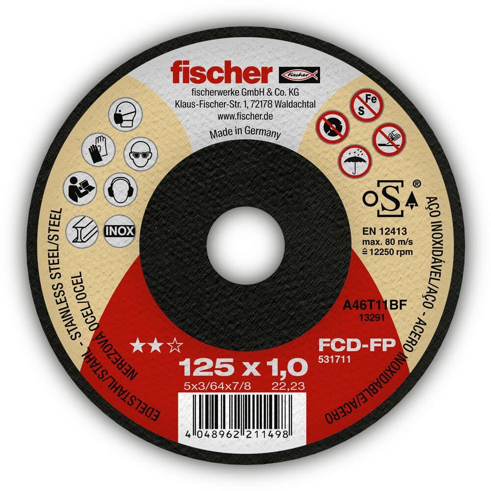 Box of 25 units FCD-FP cutting disc 125x1x22.23 Plus Fischer