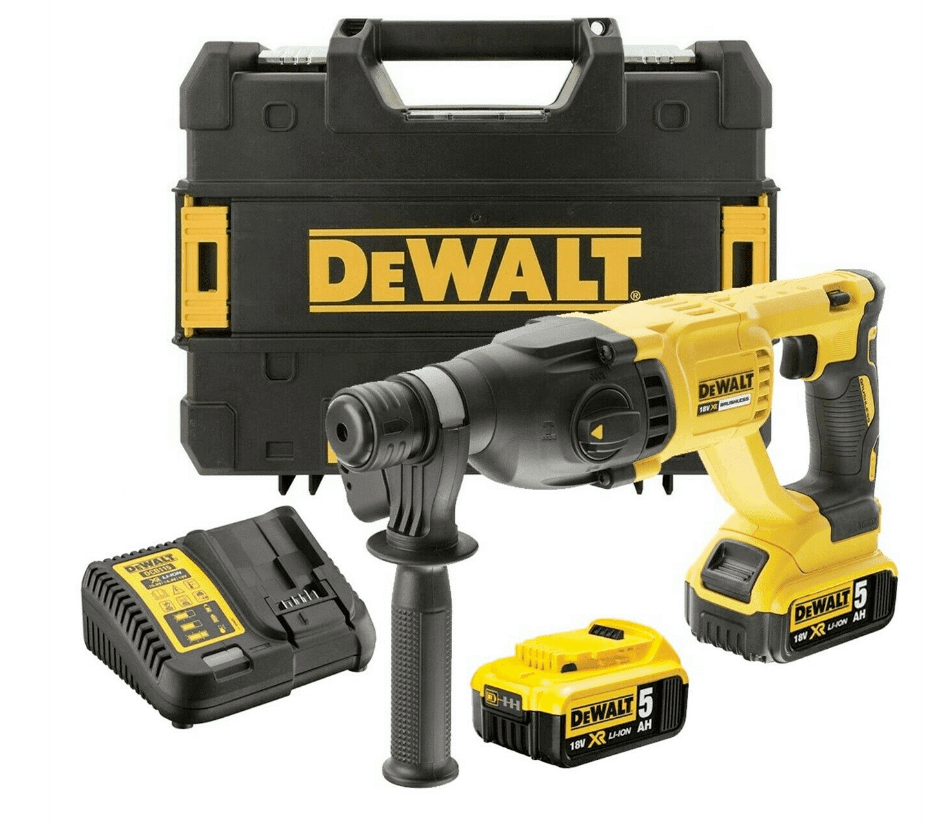 Light hammer 18V SDS-Plus 2.6 J with 2 5Ah batteries and Dewalt DCH133P2 case