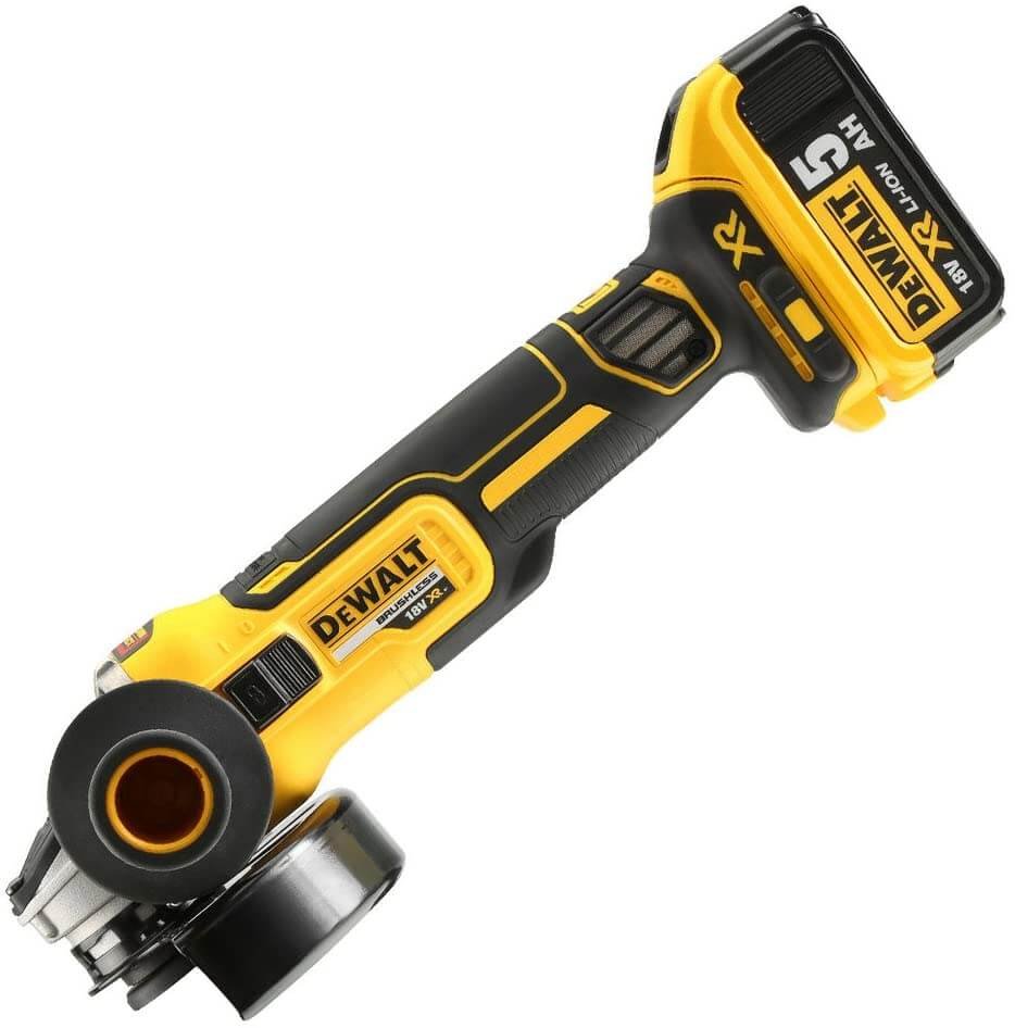 Amoladora 18V XR Sin Escobillas 125mm con 2 baterías 5Ah + Cargador + Maletín Dewalt DCG405P2