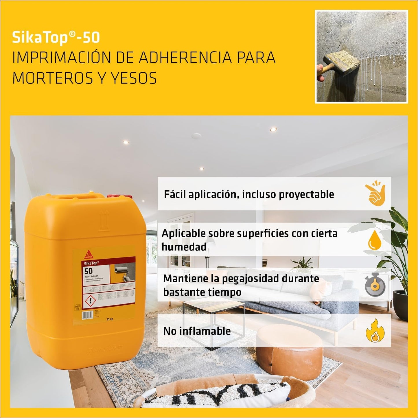Resina de unión Imprimación de adherencia para morteros y yesos Sika Top 50