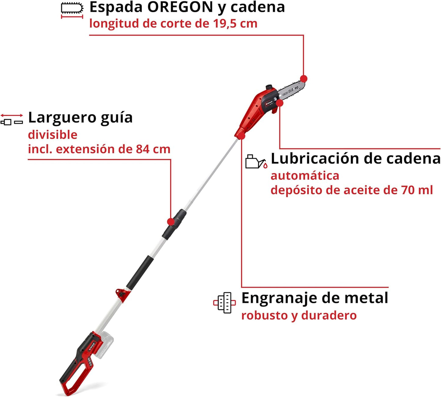 Motosierra telescópica GC-LC 18/20 Li T-Solo Einhell