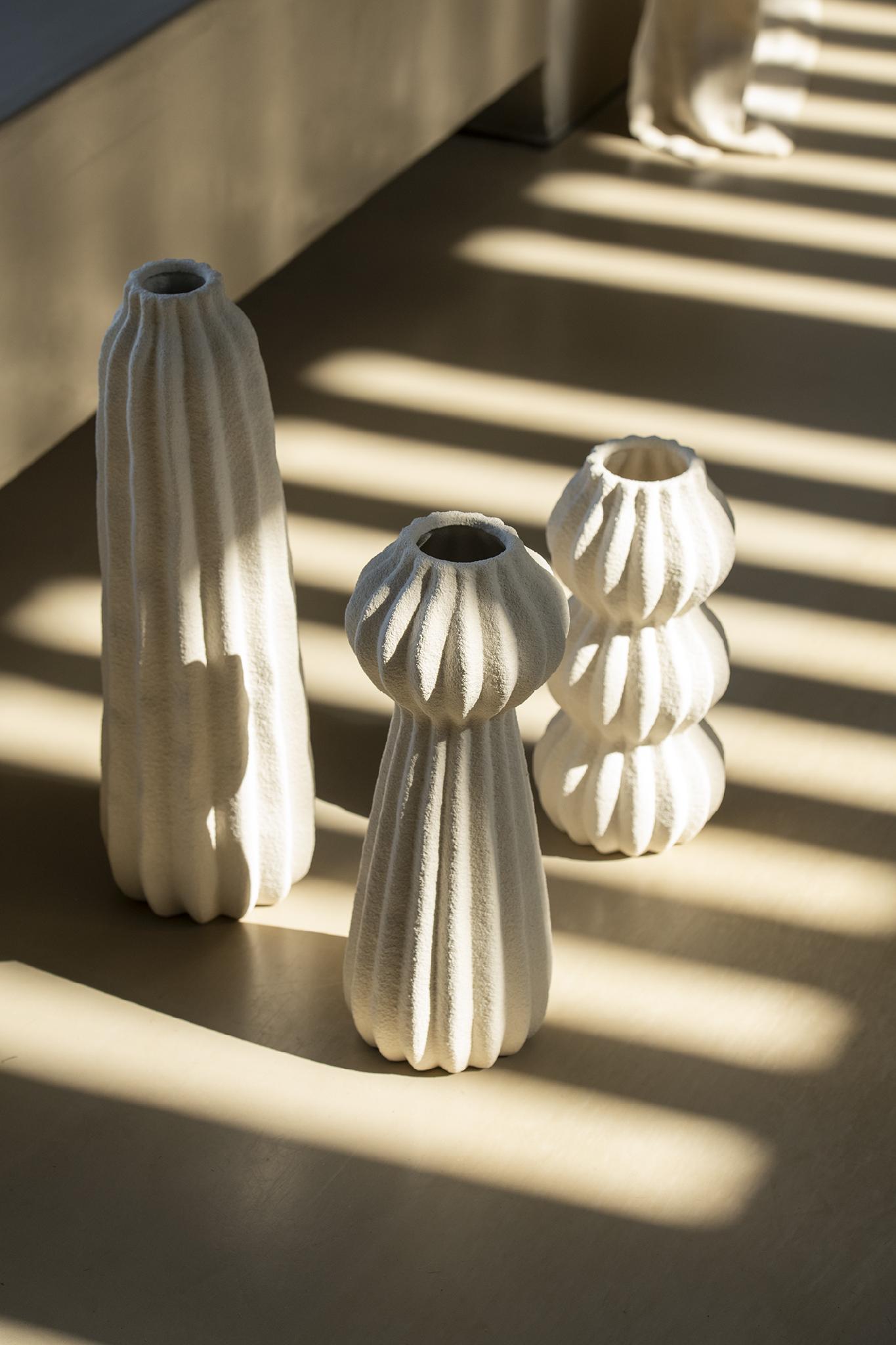 Jarrón decorativo de gres Kaduna blanco 30cm Andrea House