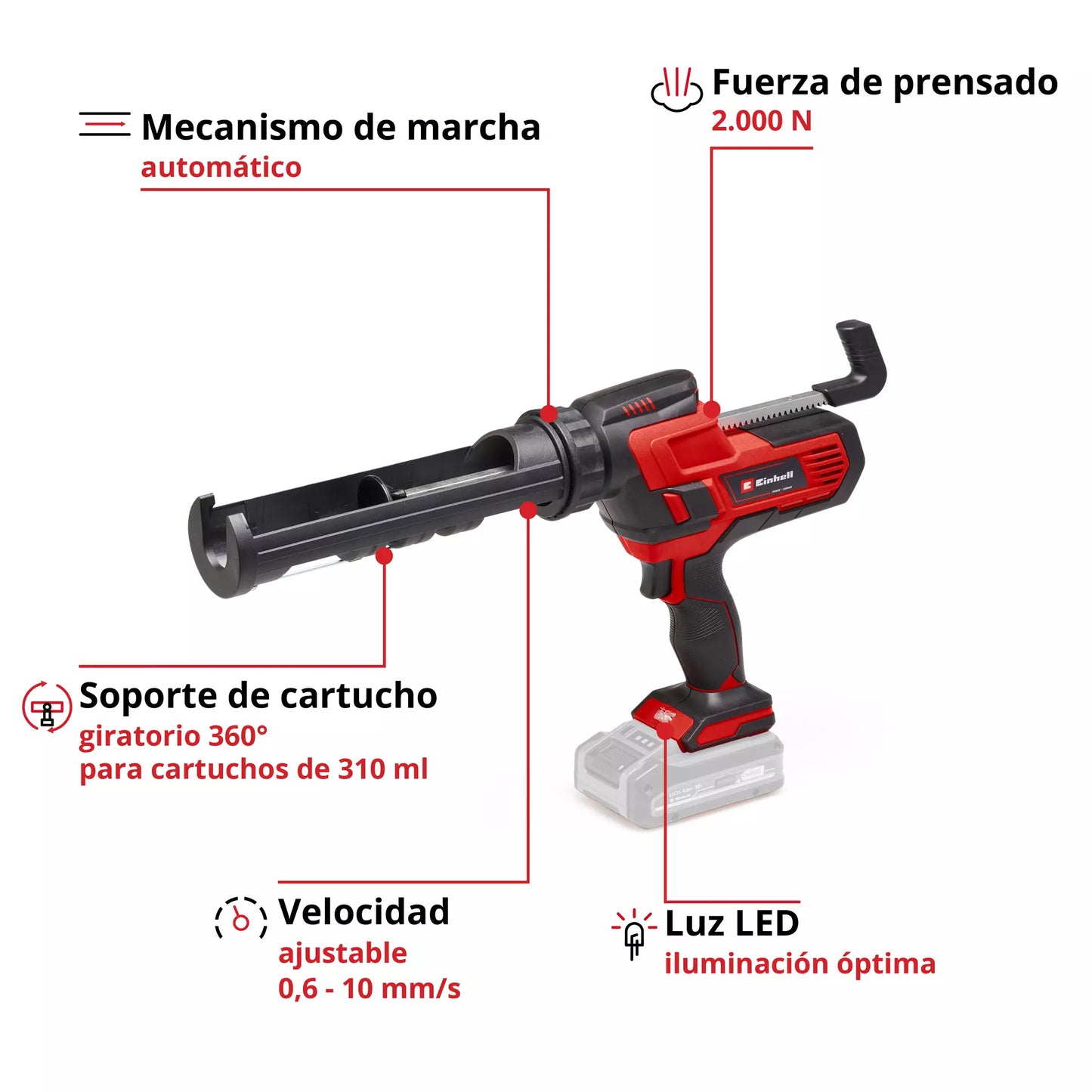18V 310ml Einhell TE-SG 18/10 Li Silicone Gun - Solo