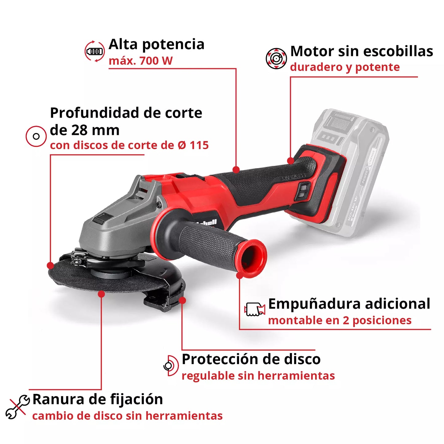 Angle Grinder 115mm 18V Einhell AXXIO 18/115 Q
