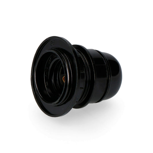 Portalamparas semiroscado E-27 Homologado + Arandela Negro EDM
