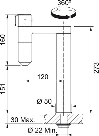 Kitchen tap Vital Filtered Water Matt Black Franke 120.0621.311