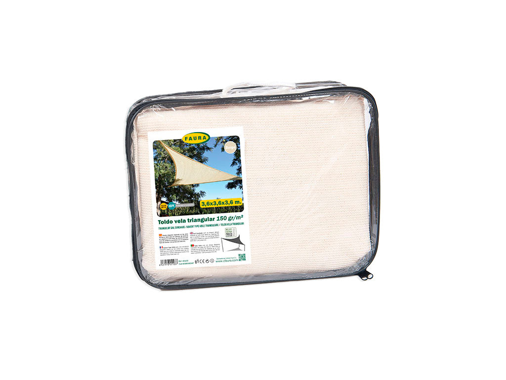 Toldo Vela Triangular Beige 3,6x3,6x3,6m Faura