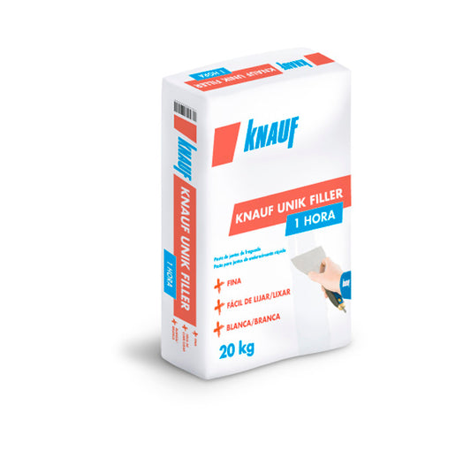 Saco pasta de juntas de fraguado rápido 20kg Knauf Unik Filler 1h