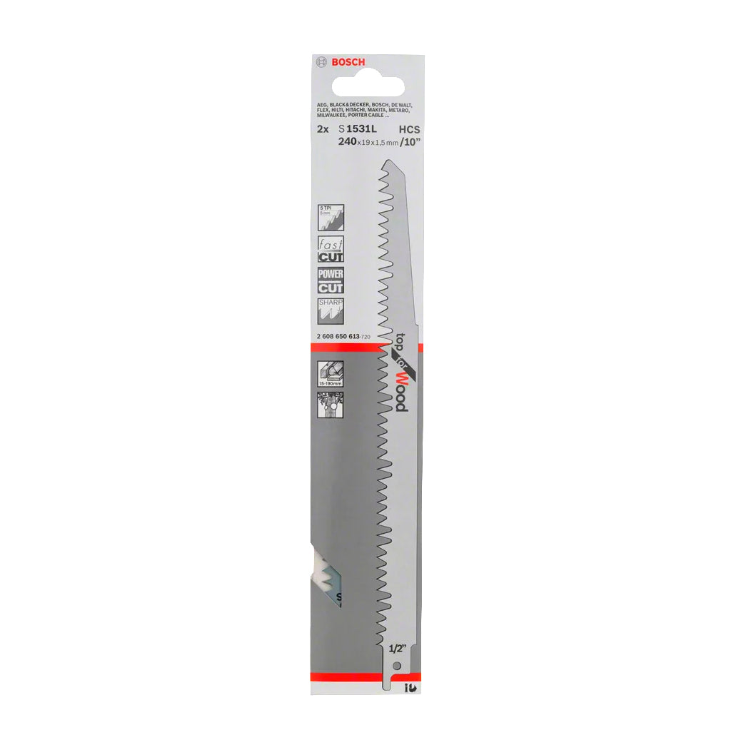 Sabre saw blade 240mm S 1531 L 2 pcs Bosch